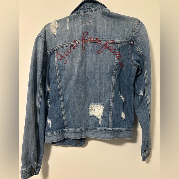 American Eagle Embroidered Jean Jacket Size Small - Picture 2 of 2